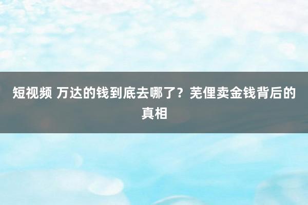 短视频 万达的钱到底去哪了？芜俚卖金钱背后的真相