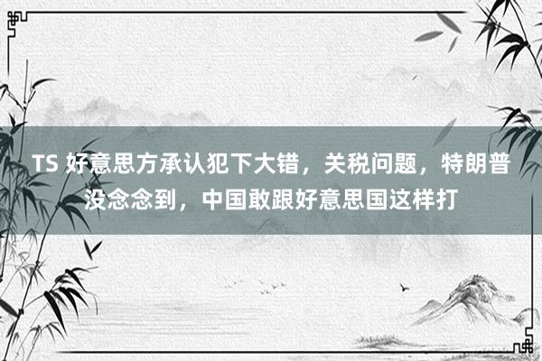 TS 好意思方承认犯下大错，关税问题，特朗普没念念到，中国敢跟好意思国这样打
