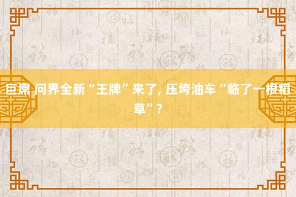 巨屌 问界全新“王牌”来了， 压垮油车“临了一根稻草”?