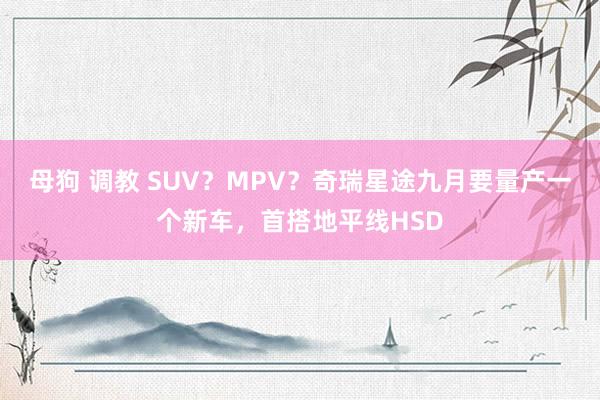 母狗 调教 SUV？MPV？奇瑞星途九月要量产一个新车，首搭地平线HSD
